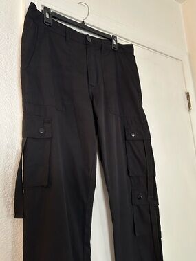 Black Cargo Pants-Forever 21 Straight wide Leg Utility Style